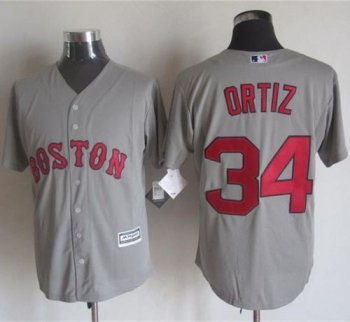 Red Sox #34 David Ortiz Grey New Cool Base Stitched Baseball Jersey