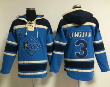 Rays #3 Evan Longoria Light Blue Sawyer Hooded Sweatshirt Baseball Hoodie