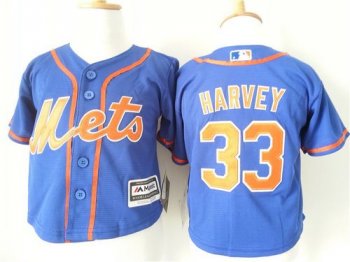 Toddler Mets #33 Matt Harvey Blue Alternate Home Cool Base Stitched Baseball Jersey