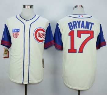 Cubs #17 Kris Bryant Cream Blue 1942 Turn Back The Clock Stitched Baseball Jersey