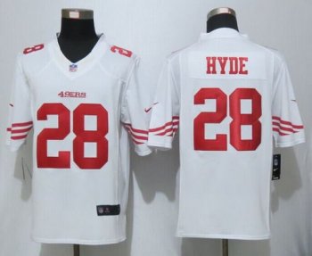 Nike 49ers #28 Carlos Hyde White Men's Stitched NFL Limited Jersey