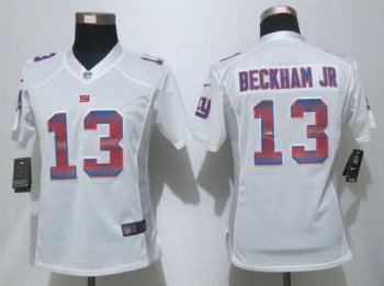 Women's Nike Giants #13 Odell Beckham Jr White Stitched NFL Elite Strobe Jersey