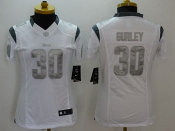 Women's Nike Rams #30 Todd Gurley White Stitched NFL Limited Platinum Jersey