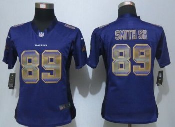 Women's Nike Ravens #89 Steve Smith Sr Purple Team Color Stitched NFL Elite Strobe Jersey