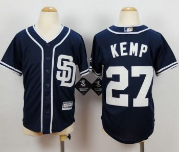 Youth Padres #27 Matt Kemp Navy Blue Alternate 1 Stitched Baseball Jersey