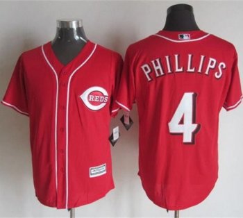 Reds #4 Brandon Phillips Red New Cool Base Stitched Baseball Jersey