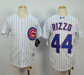 Youth Cubs #44 Anthony Rizzo White(Blue Strip) Cool Base Stitched Baseball Jersey