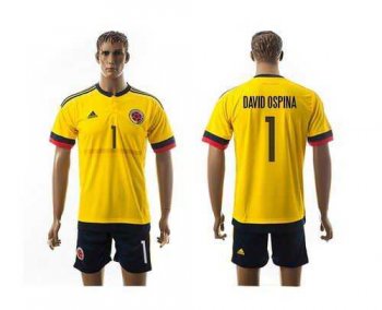 Colombia #1 David Ospina Home Soccer Country Jersey