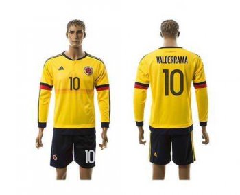 Colombia #10 Valderrama Home Long Sleeves Soccer Country Jersey