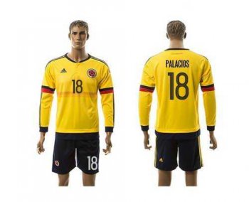 Colombia #18 Palacios Home Long Sleeves Soccer Country Jersey