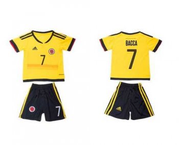 Colombia #7 Bacca Home Kid Soccer Country Jersey