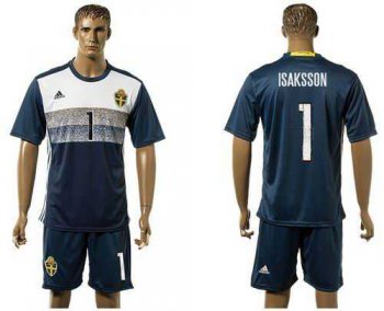 Sweden #1 Isaksson Away Soccer Country Jersey