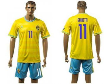 Sweden #11 Guidetti Home Soccer Country Jersey