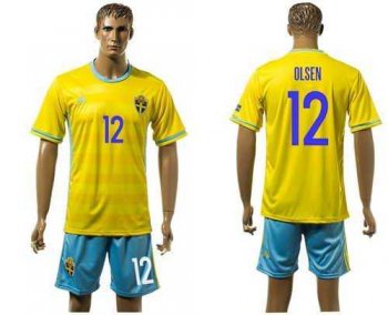 Sweden #12 Olsen Home Soccer Country Jersey