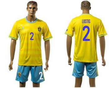 Sweden #2 Lustig Home Soccer Country Jersey