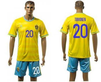 Sweden #20 Toivonen Home Soccer Country Jersey