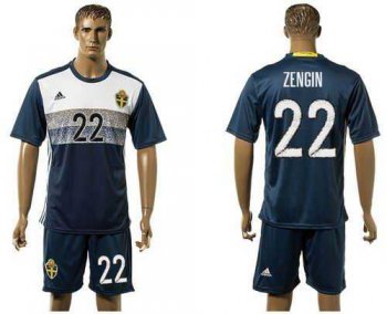 Sweden #22 Zengin Away Soccer Country Jersey