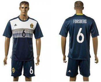 Sweden #6 Forsberg Away Soccer Country Jersey