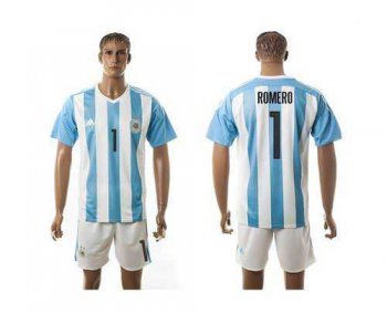 Argentina #1 Romero Home Soccer Country Jersey