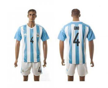 Argentina #4 Gino Home Soccer Country Jersey