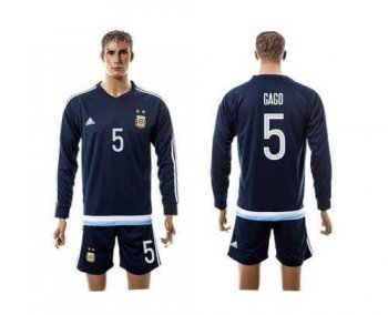 Argentina #5 Gago Away Long Sleeves Soccer Country Jersey