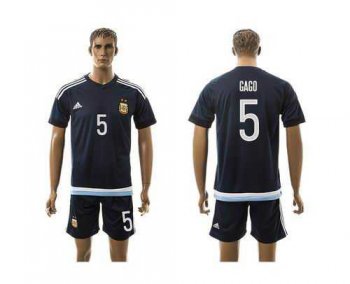 Argentina #5 Gago Away Soccer Country Jersey