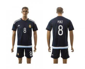 Argentina #8 Perez Away Soccer Country Jersey