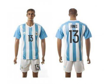 Argentina #13 Funes Home Soccer Country Jersey