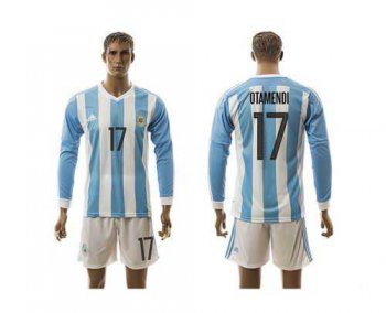 Argentina #17 Otamendi Home Long Sleeves Soccer Country Jersey