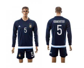 Argentina #5 Kranevitter Away Long Sleeves Soccer Country Jersey