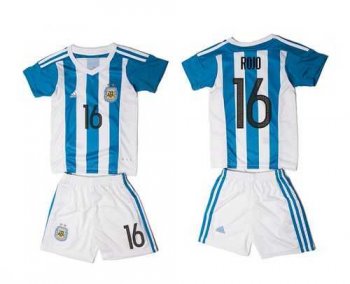 Argentina #16 Rojo Home Kid Soccer Country Jersey