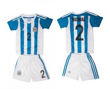 Argentina #2 Maydana Home Kid Soccer Country Jersey