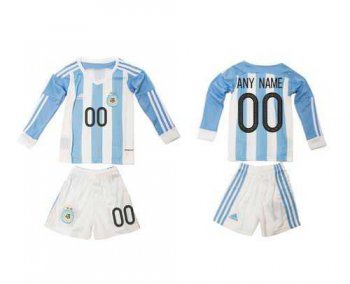 Argentina Personalized Home Long Sleeve Kid Soccer Country Jersey