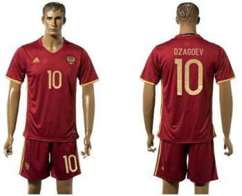 Russia #10 Dzagoev Red Home Soccer Country Jersey