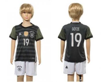 Germany #19 Gotze Away Kid Soccer Country Jersey