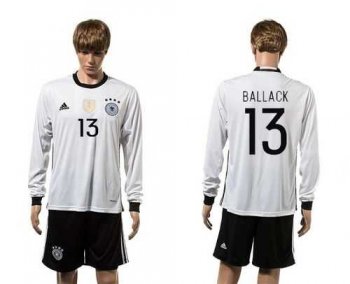 Germany #13 Ballack White Home Long Sleeves Soccer Country Jersey