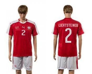 Switzerland #2 Lichtsteiner Red Home Soccer Country Jersey