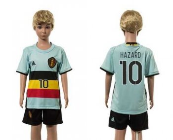 Belgium #10 Hazard Away Kid Soccer Country Jersey