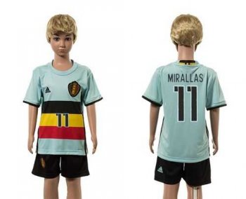 Belgium #11 Mirallas Away Kid Soccer Country Jersey