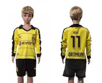 Dortmund #11 Reus Home Long Sleeves Kid Soccer Club Jersey