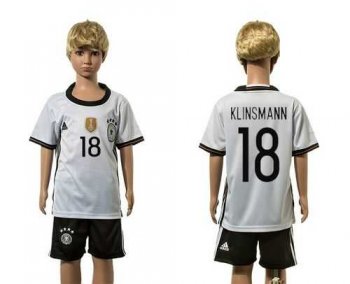 Germany #18 Klinsmann White Home Kid Soccer Country Jersey