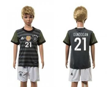 Germany #21 Gundogan Away Kid Soccer Country Jersey