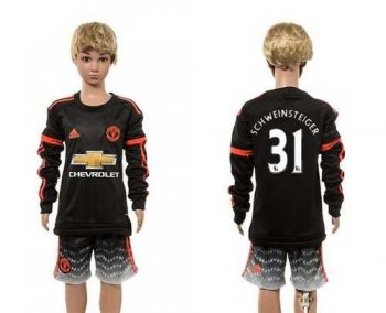 Manchester United #31 Schweinsteiger SEC Away Long Sleeves Kid Soccer Club Jersey