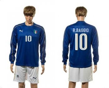 Italy #10 R.Baggio Blue Home Long Sleeves Soccer Country Jersey