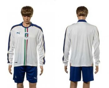 Italy Blank White Away Long Sleeves Soccer Country Jersey