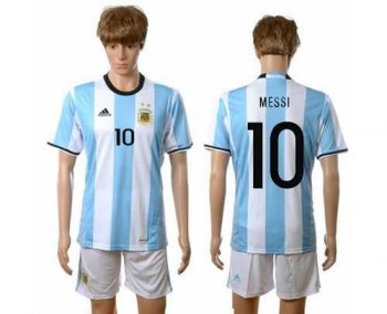 Argentina #10 Messi Home Soccer Country Jersey