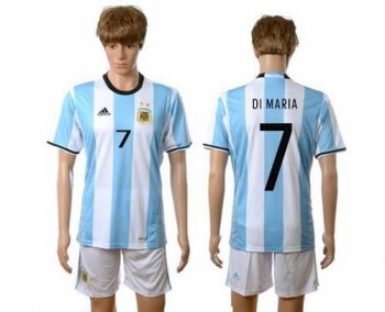 Argentina #7 Di Maria Home Soccer Country Jersey