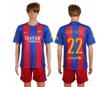 Barcelona #22 Dani Alves Home Soccer Club Jersey