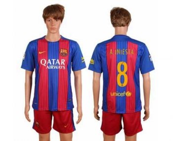 Barcelona #8 A.Iniesta Home Soccer Club Jersey