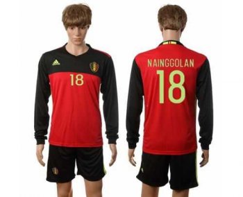 Belgium #18 Nainggolan Red Home Long Sleeves Soccer Country Jersey